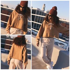 NWT For The Win Off The Shoulder Sweatshirt in Camel  Size : XS, L